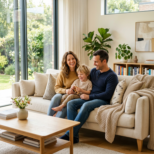 Happy Family in Safe Home